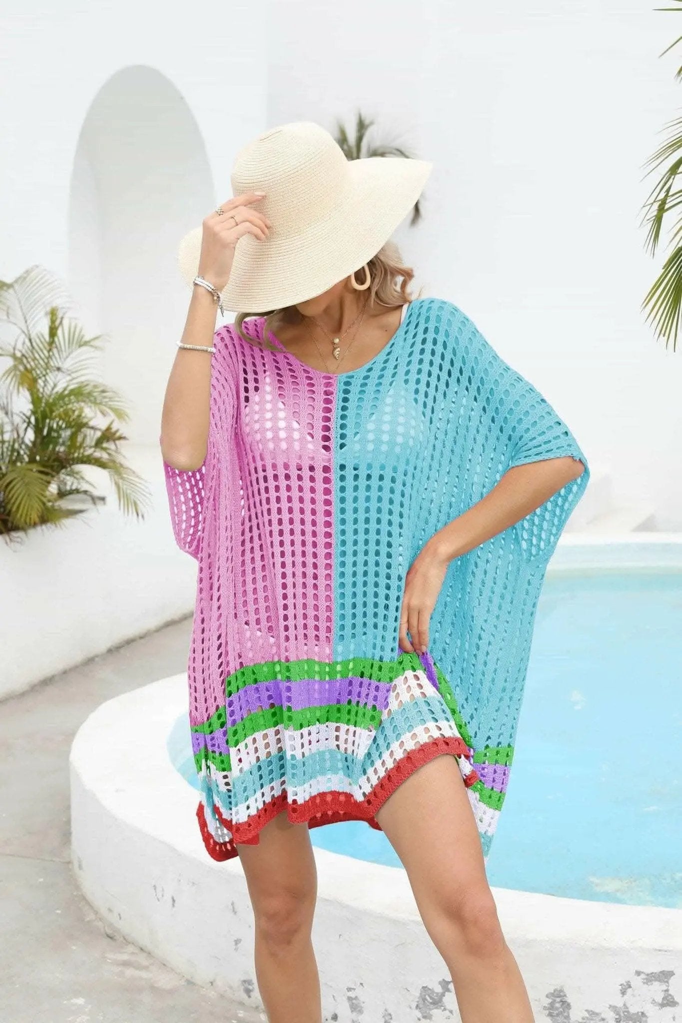 Chic openwork scoop neck cover-up - Love Salve